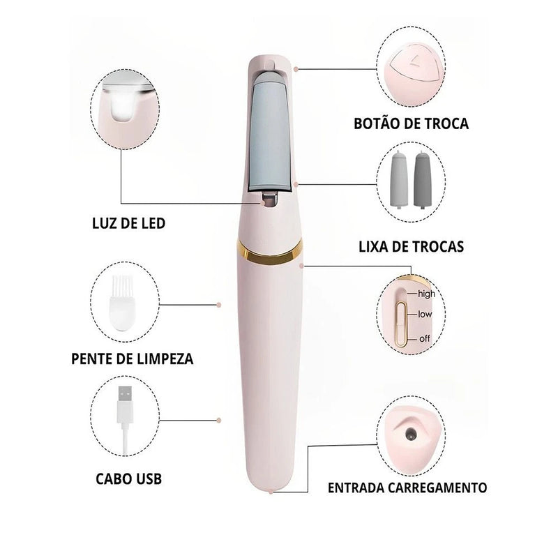 Lixa de Pé Elétrica Portátil Removedor de Calos e Rachaduras PROLUX